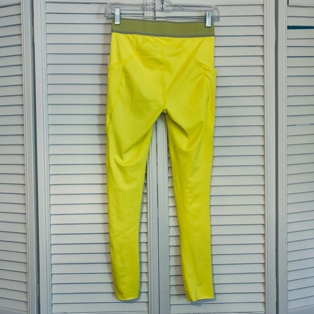 New Free People Movement Neon Yellow Athletic Leggings Size Small S